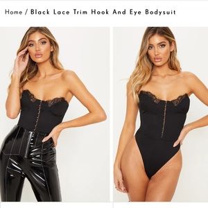 PLT BLACK LACR TRIM HOOK AND EYE BODYSUIT 🖤